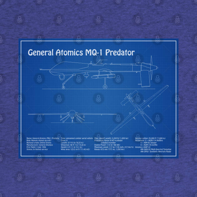 General Atomics MQ-1 Predator - Airplane Blueprint Plans - AD by SPJE Illustration Photography